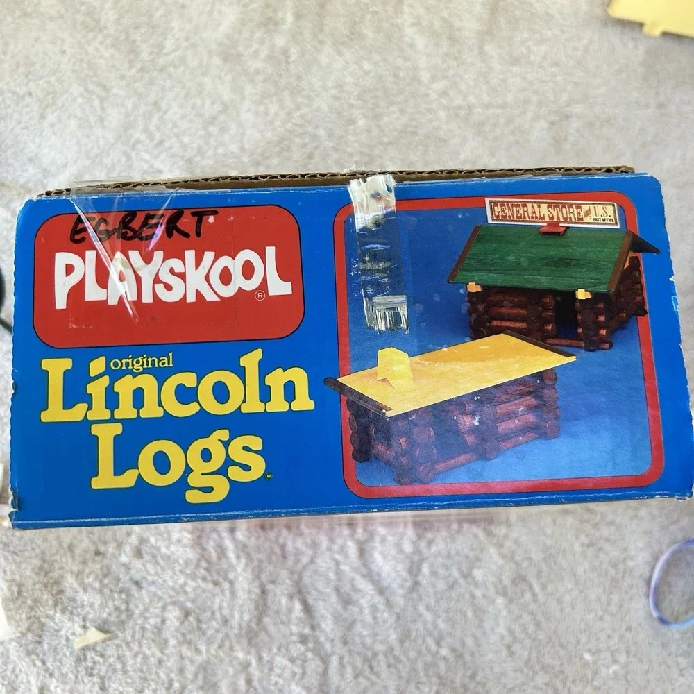 Vintage Playskool Lincoln Logs Original Box 103 Pieces 1986 Complete
